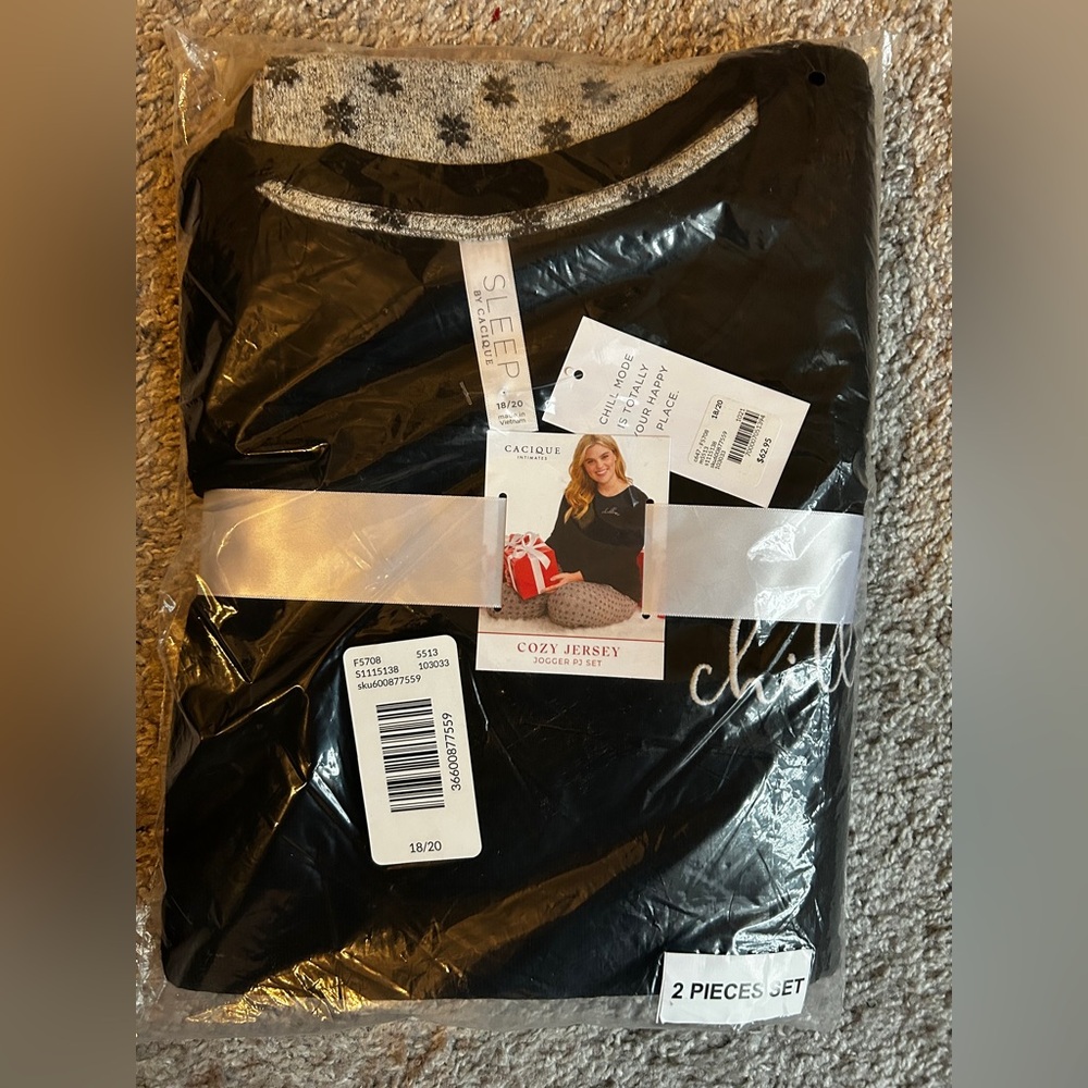 Cacique Black Relaxed Fit Loungewear/Pajama Set
